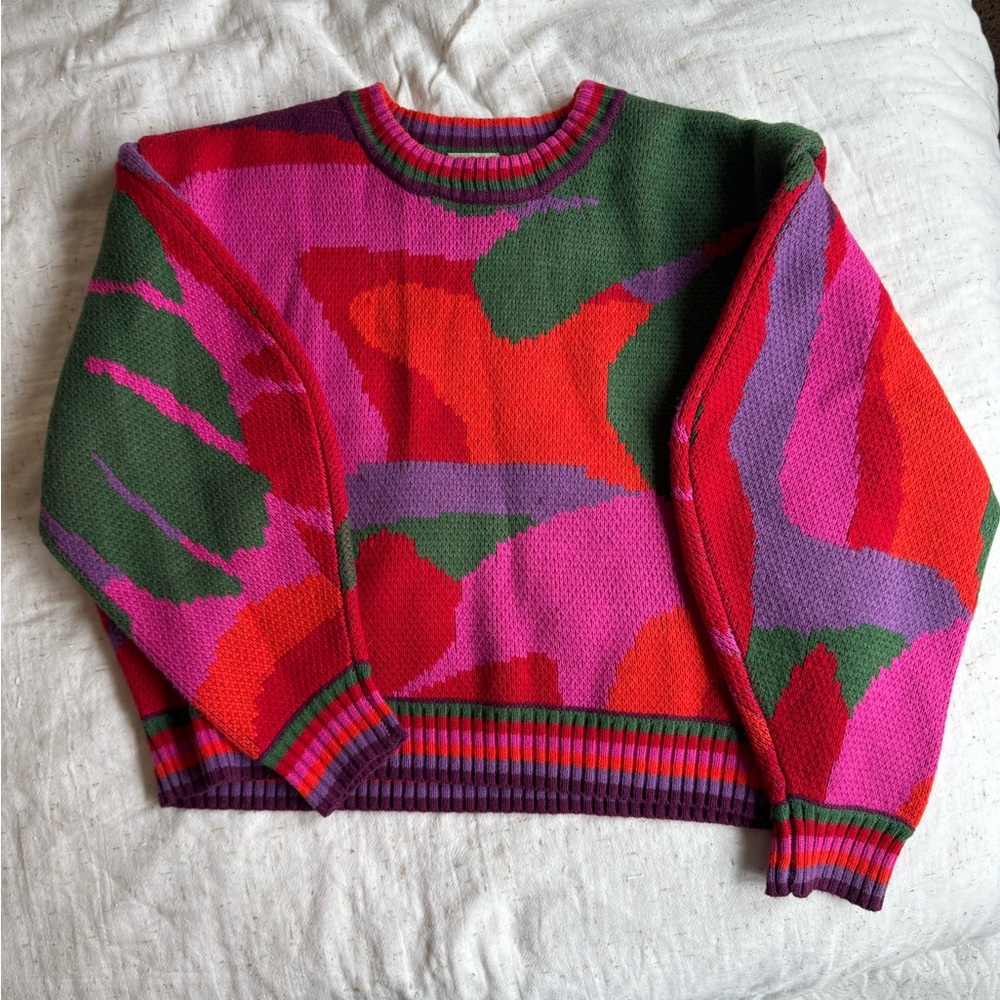 [NWOT] FARM Rio | Oversized Tropical Abstract Crewneck Sweater (M)